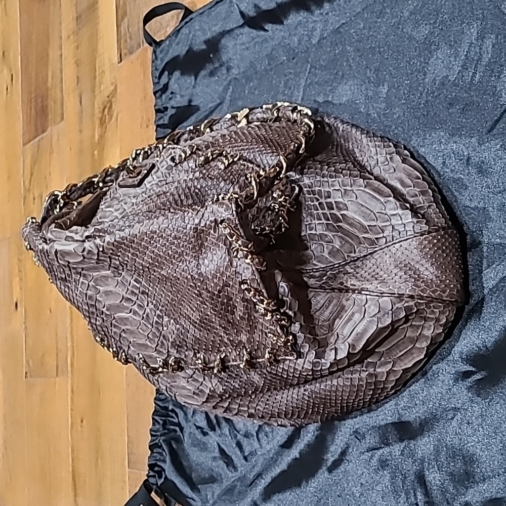 Zagliani Python Shoulder Bag W/ Magnetic Flap And… - image 5